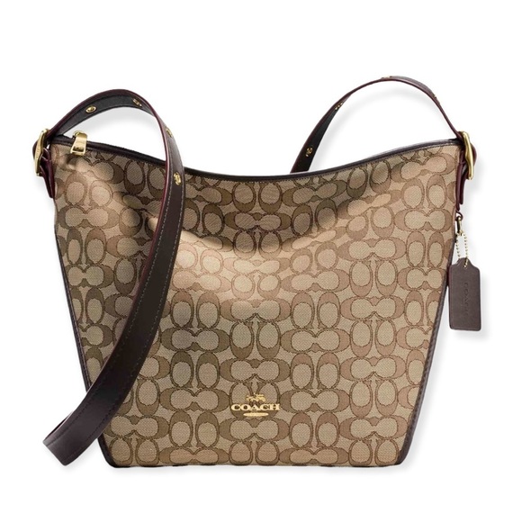 Coach Small Duflette in Signature Jacquard Li/Khaki/Brown Brand New with Tags - Picture 1 of 16